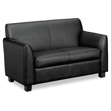 HON® Circulate Leather Reception Two-cushion Loveseat, 53.5w X 28.75d X 32h, Black freeshipping - TVN Wholesale